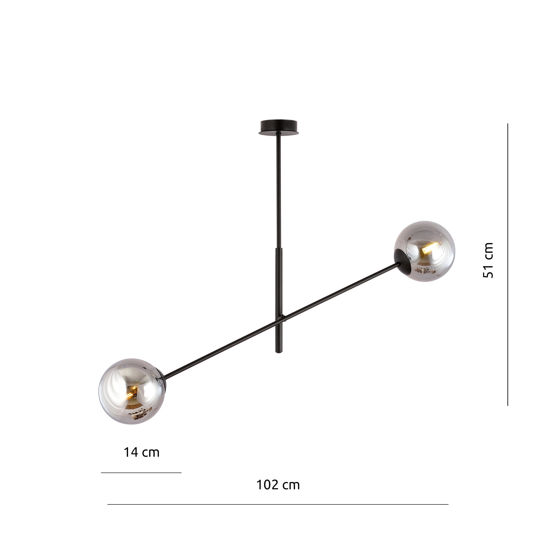 Lampadario moderno 2 luci sfere vetro specchiato orientabili