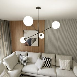 Lampadario per cucina moderna design 4 luci nero