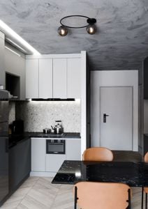 Plafoniera per cucina moderna design nera sfere vetro