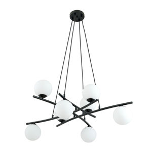 Lampadario design per soggiorno nero sfere vetro bianco