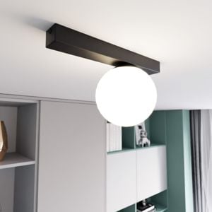 Plafoniera lampada da soffitto nera sfera bianca