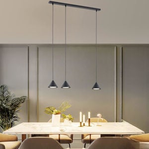 Lampadario nero per cucina moderna 3 luci coni pendenti