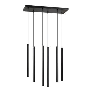 Lampadario per tavolo cucina moderna nero 6 luci cilindri