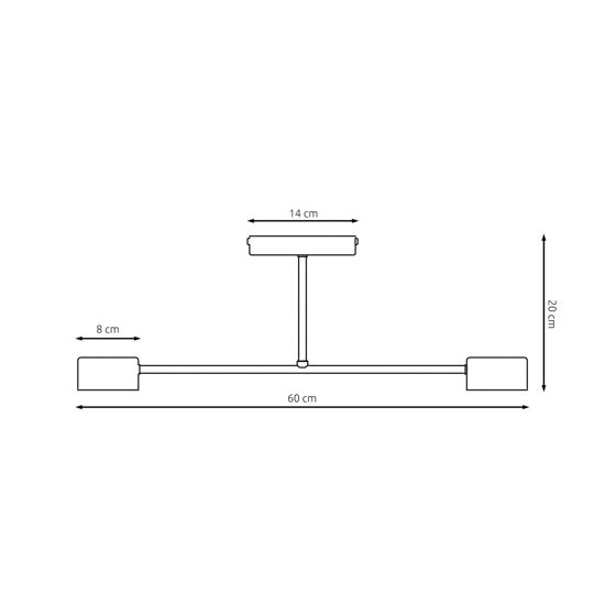 Plafoniera minimale nera 2 luci moderna