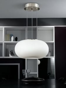 Lampadario da cucina di vetro bianco