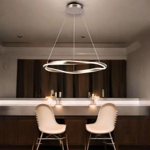 Lampadario led cerchio design a sospensione sabbia 36w 3000k dimmerabile