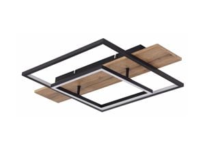 Plafoniera di legno led 24w 3000k dimmerabile moderna nera