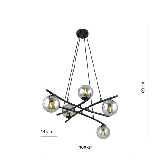 Lampadario moderno per soggiorno nero sfere vetro