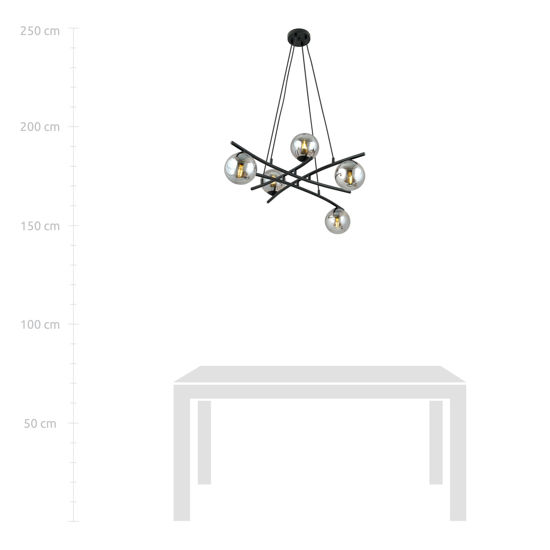 Lampadario moderno per soggiorno nero sfere vetro