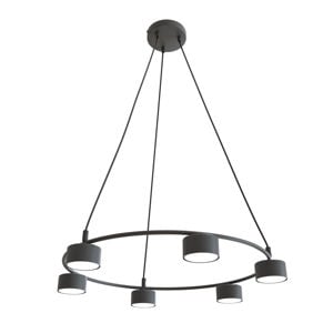 Lampadario tondo nero design minimale per soggiorno moderno