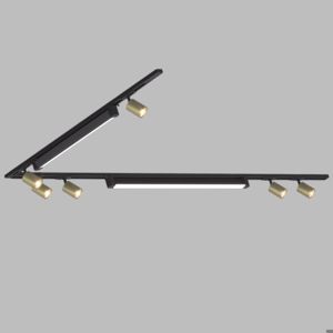 Sistema binario angolare nero oro led 230v 3000k con faretti monofase