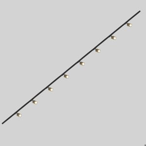 Sistema illuminazione a binario monofase 300cm nero 8 faretti oro gu10