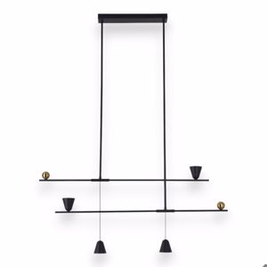 Lampadario led moderno per soggiorno 25w 3000k nero oro