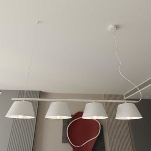 Lampadario moderno bianco 4 luci per soggiorno