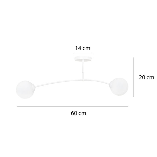 Plafoniera moderna bianca 2 luci bocce di vetro