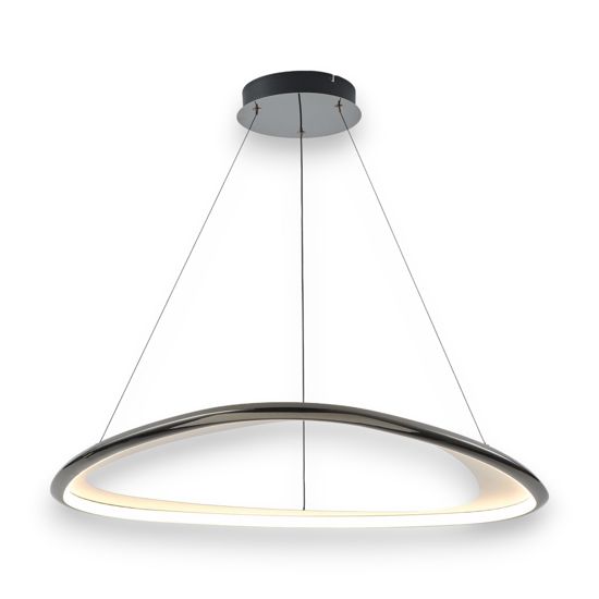 Lampadario led a sospensione triangolare cromo nero design moderno