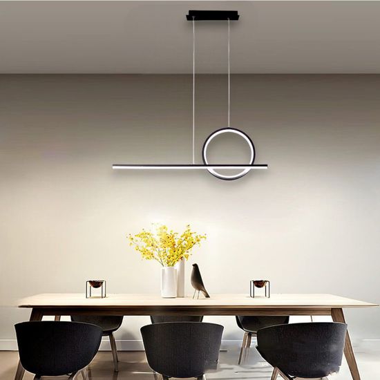 Lampadario led nero moderno per soggiorno 30w 3000k design minimal