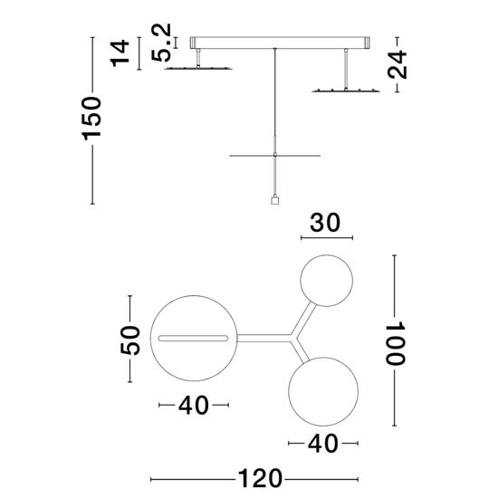 Lampadario design led 81w 3000k per grande sala da pranzo moderna