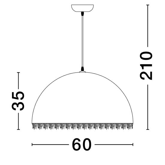 Lampadario cupola bianca 60cm fibra di vetro per cucina moderna