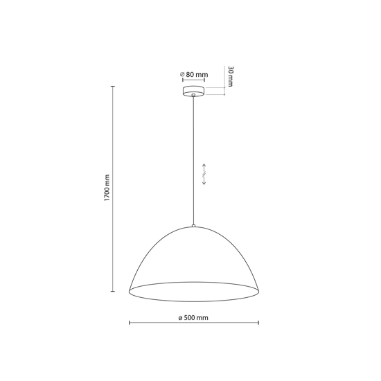 Lampadario da tavolo cupola di metallo 50cm colore mattone