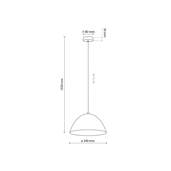 Lampada a sospensione cupola ocra 34cm per isola cucina