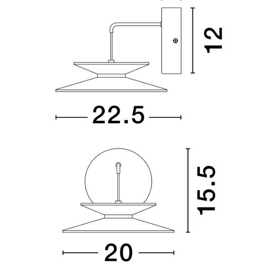 Applique da parete design nero oro led 5w 3000k