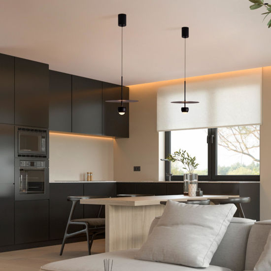 Lampada a sospensione design nera per isola cucina