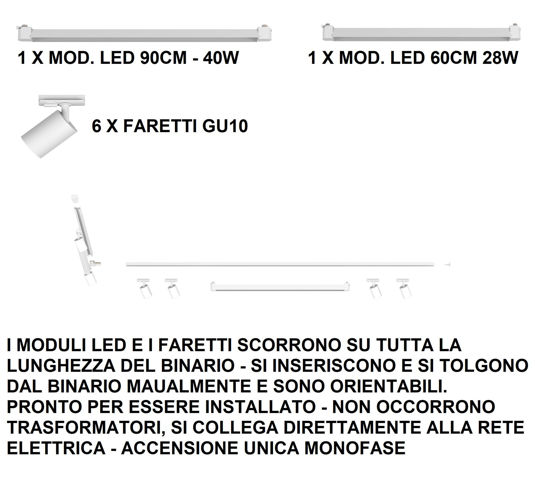 Sistema binario angolare design led 4000k 230v con faretti nero oro