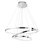 Lampadario moderno anelli led 135w 3000k cromo per soggiorno