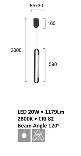 Lampada a sospensione moderna per comodino led 20w 2800k fp