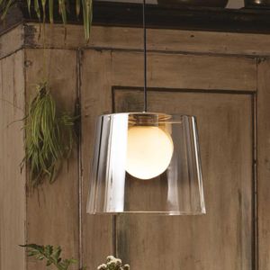 Ideal lux fade sp1 lampada a sospensione per penisola cucina ambra cono vetro