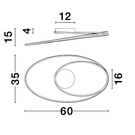 Plafoniera led 28w 3000k per soggiorno moderno bianca ovale