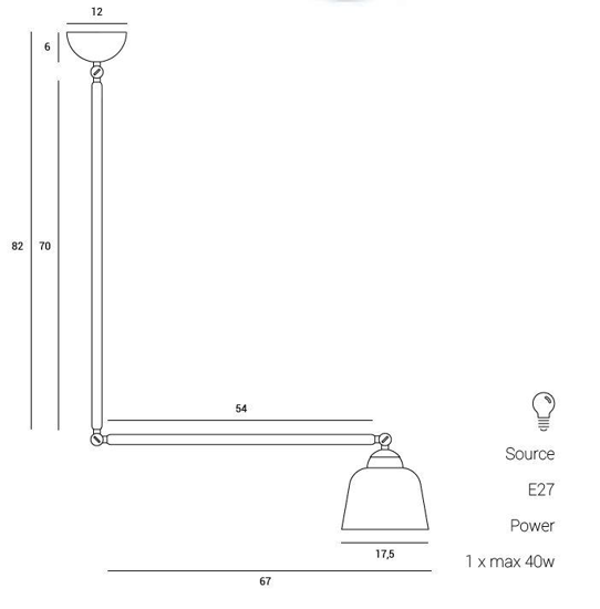 Sforzin miloox neoretro lampada da soffitto a sospensione braccio allungabile nero