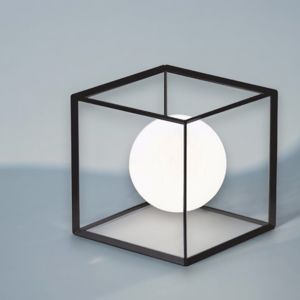 Cube perenz lampada da comodino nera vetro bianco