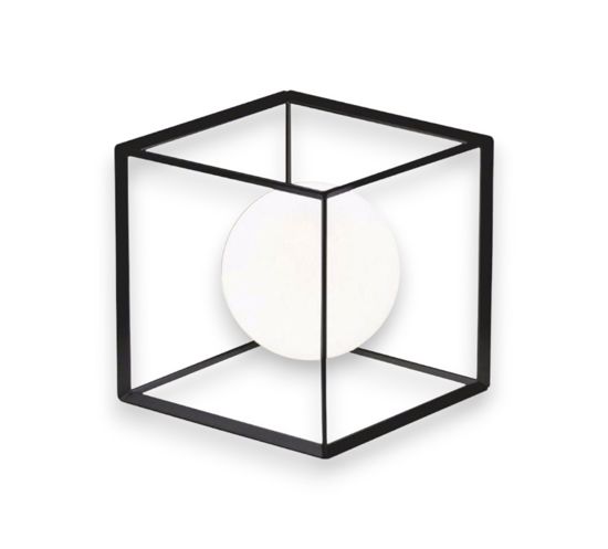 Cube perenz lampada da comodino nera vetro bianco