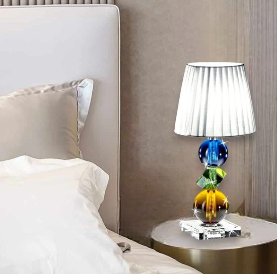 Lampada da comodino vetro cristallo multicolore per camera da letto