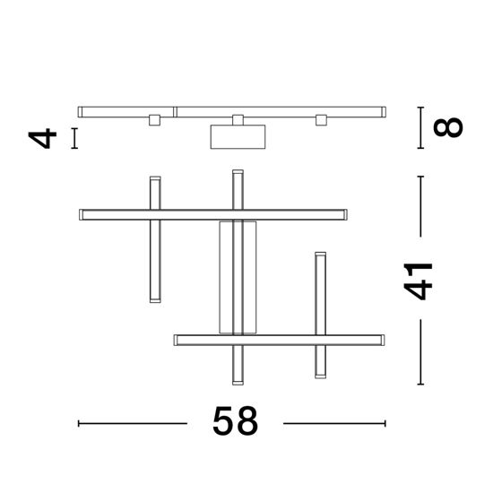 Plafoniera design moderna bacchette bianca led 42w 3000k