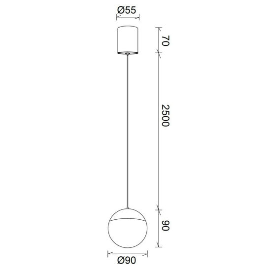 Lampadario a sospensione camera da letto sfera nera led 10w 3000k per comodino