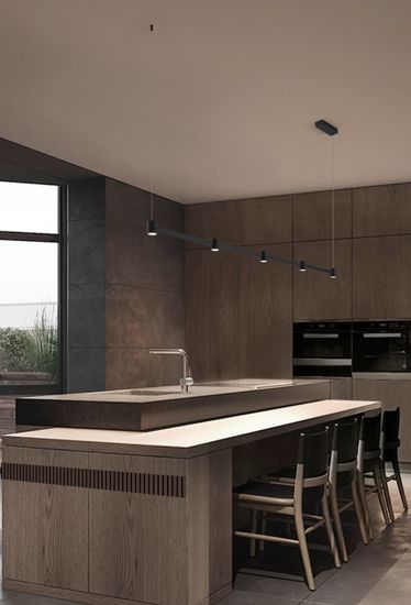 Lampadario led nero barra orizzontale per cucina moderna