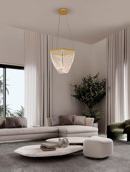 Lampadario led dorato design vele per soggiorno