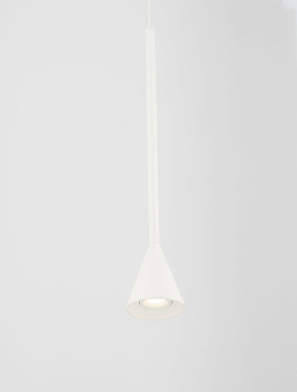 Lampadario piccolo cono a sospensione bianco led dimmerabile per comodini