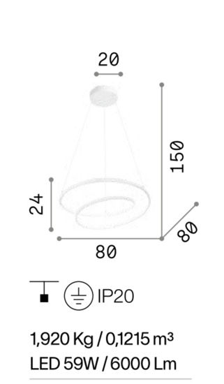 Ideal lux oz sp d80 ottone lampadario per soggiorno led 59w 3000k