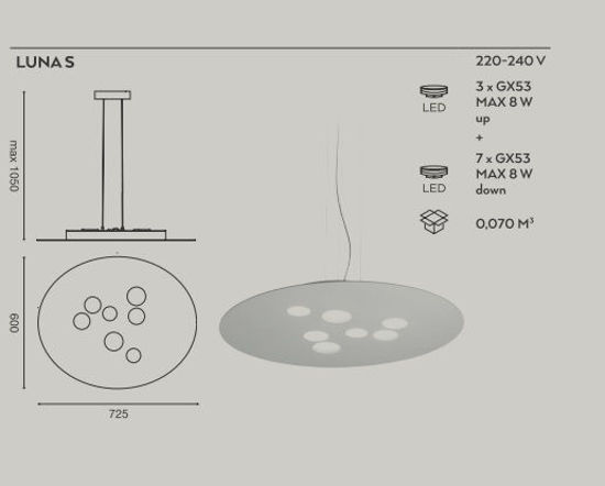 Gea luce luna lampadario moderno bianco per soggiorno led