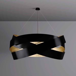 Lampadario led moderno nero e interno foglia oro marchetti pura 60cm 3xe27