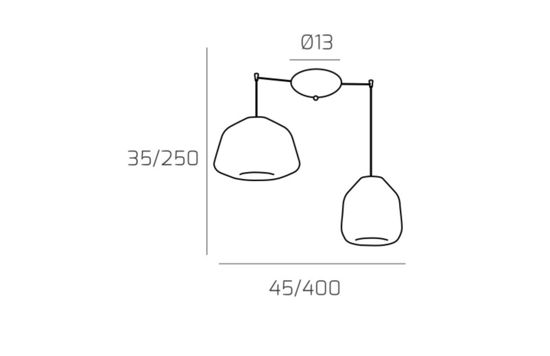 Lampada a sospensione decentrato vetri trasparenti top light