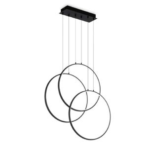 Frame sp cerchio lampadario nero tre cerchi led 82w 3000k ideal lux