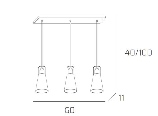 Lampadario per tavolo cucina 3 coni vetro toplight cone