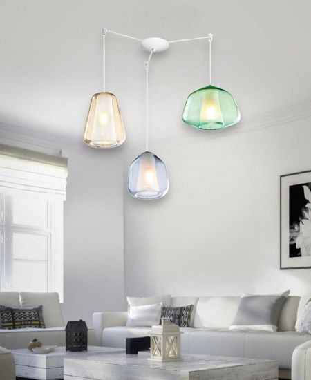 Lampadario a sospensione per soggiorno moderno vetri multicolor toplight