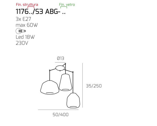 Lampadario a sospensione per soggiorno moderno vetri multicolor toplight