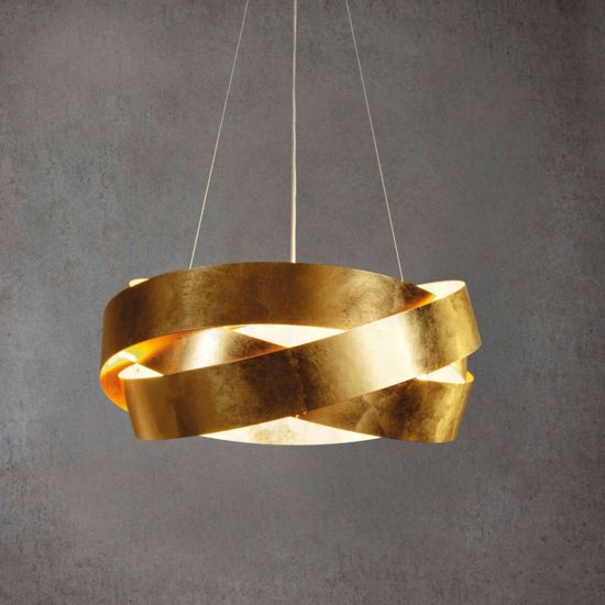 Lampadario moderno marchetti pura 33w 3000k 100cm foglia oro